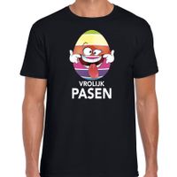 Pasen shirt zwart met vrolijk paasei die tong uitsteekt voor heren 2XL  -