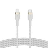 Belkin BoostCharge Pro Flex gevlochten USB Type C/C-kabel, USB-IF-gecertificeerde Power Delivery PD-snellaadkabel voor iPhone 16, Samsung Galaxy S24, Pixel, iPad, Nintendo Switch en meer, 2 m, wit