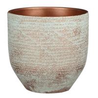 Mica Decorations Plantenpot - terracotta - koper/wit - D24/H22 cm   -