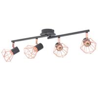 VidaXL Plafondlamp met 4 spotlights E14 zwart en koper