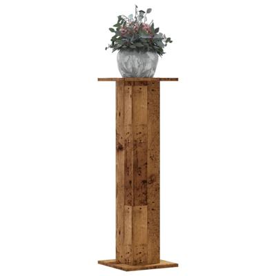 Plantenstandaards 2 st 30x30x95 cm bewerkt hout oud houtkleurig