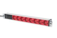 Digitus DN-95410-R 19 inch Stekkerdoos voor patchkast Geaarde contactdoos Rood - thumbnail