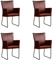 Set van 4 Cognac leren industriële eetkamerstoelen Mate - Granada leer Cognac (cognac leer) - thumbnail