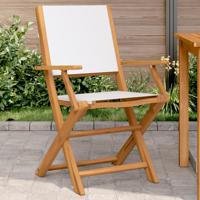 Tuinstoelen 2 st inklapbaar acaciahout en stof crmewit