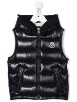 Moncler Enfant gilet matelassé à capuche - Bleu