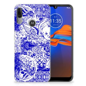 Silicone Back Case Motorola Moto E6 Plus Angel Skull Blauw