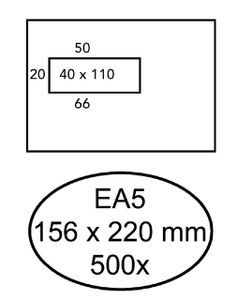 Envelop Hermes EA5 156x220mm venster 4X11links 500stuks