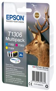 Epson Inktcartridge T1306 Origineel Combipack Cyaan, Magenta, Geel C13T13064012