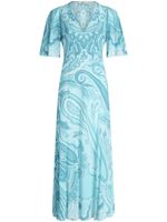 ETRO robe en soie à imprimé cachemire - Bleu