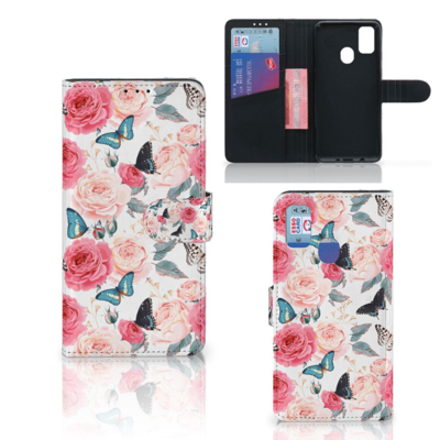 Samsung Galaxy M21 | M30s Hoesje Butterfly Roses Samsung Galaxy M21 | M30s Hoesje Butterfly Roses