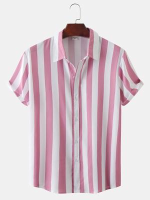 Casual Striped Short Sleeve Shirt
