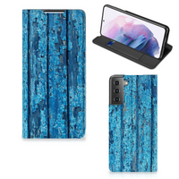 Samsung Galaxy S21 Plus Book Wallet Case Wood Blue - thumbnail