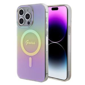 iPhone 15 Pro Max Guess IML Iridescent Script Mag hoesje - Roze