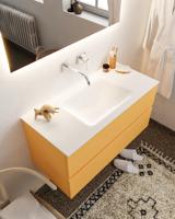 Mondiaz Vica 100cm badmeubel ocher 2 lades wastafel Cloud midden zonder kraangat