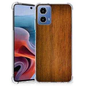 Motorola Moto G34 Stevig Telefoonhoesje Donker Hout