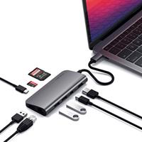SATECHI Type-C Multimedia Adapter Met 4K HDMI, Mini Dp, USB-C PD, Gigabit Ethernet, USB 3.0, Micro/SD Kaartsleuven - Voor M2/ M1 Macbook Pro/Air (Spacegrijs)