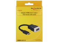 DeLOCK 65588 video kabel adapter HDMI Type C (Mini) VGA (D-Sub) + 3.5mm Zwart - thumbnail