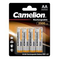 Camelion 17025406 - Ni-MH oplaadbare batterijen AA / HR6, 4 stuks, capaciteit 2500 mAh, oplaadbaar, krachtige wegwerpbatterijen voor elektronische apparaten voor optimale energievoorziening