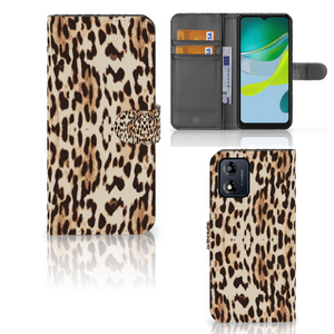 Motorola Moto E13 4G Telefoonhoesje met Pasjes Leopard