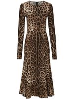 Dolce & Gabbana robe mi-longue à imprimé léopard - Marron