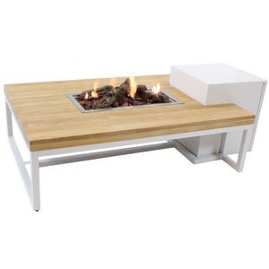 Enjoyfires: Vuurtafel Ambiance Rechthoek - Wit-teak