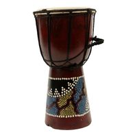 Djembe - Blauw & Groen Stippenpatroon (ca. 25 x 15 cm) - thumbnail