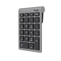 Trust Xalas Draadloos Numeriek Toetsenblok voor PC Laptop, 22 Toetsen, Numpad 2,4GHz USB Ontvanger, Numeric Keypad Cijferblok, Num Pad Nummerblok Computer Desktop Home Office Bureau Kantoor, Zilver