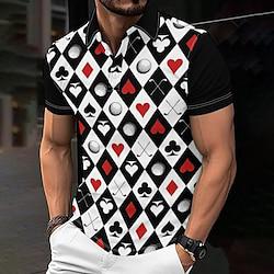 Poker Casual Voor heren Korte mouw Casual Alledaagse kleding Lente zomer Strijkijzer Wit Micro-elastisch 95% Polyester 5% Spandex Piqué poloshirt Lightinthebox