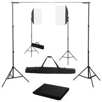 VidaXL Fotostudioset met softboxlampen en achtergrond - thumbnail