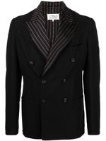 Maison Margiela blazer en lin mélangé à boutonnière - Noir