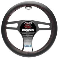 Simoni Racing Stuurwielhoes Red Seam - Zwart Eco-Leder + Rode Stiksels - 37-39cm