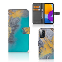 Samsung Galaxy M52 Bookcase Marble Blue Gold - thumbnail