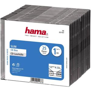 Hama 00051167 CD-hoes slim 1 CD/DVD/Blu-Ray Transparant, Zwart Polystereen 25 stuk(s)