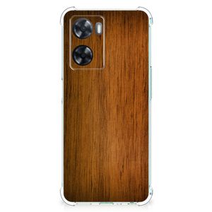 OPPO A57 | A57s | A77 4G Stevig Telefoonhoesje Donker Hout