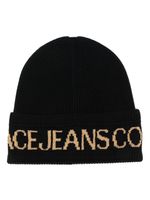 Versace Jeans Couture bonnet à logo en intarsia - Noir