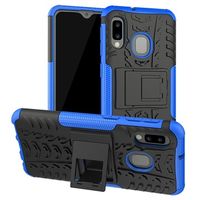 Antislip Samsung Galaxy A20e Hybrid Case met Standaard - Blauw / Zwart - thumbnail