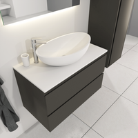 SaniGoods Sally badkamermeubel 80cm grijs mat met Solid Surface waskom ovaal - thumbnail