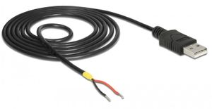 Delock 85664 Kabel USB 2.0 Type-A male > 2 x open draden voeding 1,5 m Raspberry Pi