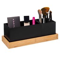 Kast/lade/make-up organizer - zwart - 29 x 11 x 11 cm - bamboe hout