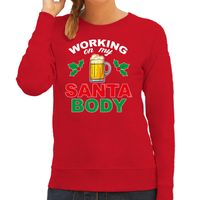 Santa body foute Kerstsweater / Kersttrui rood voor dames - thumbnail