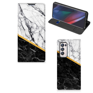 OPPO Find X3 Neo Standcase Marmer Wit Zwart - Origineel Cadeau Man