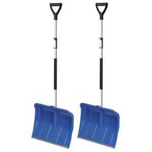 2x stuks sneeuwscheppen/sneeuwschuivers blauw telescopische steel 122 - 160 cm