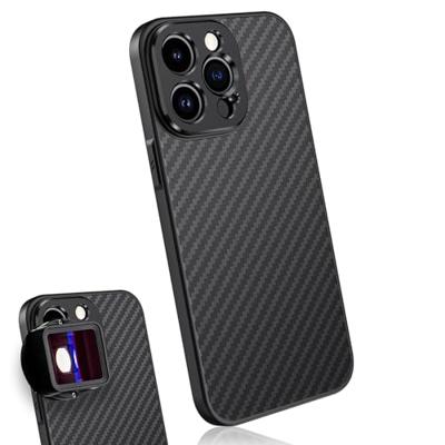 MOJOGEAR 17 mm lenshoes compatibel met iPhone 15 Pro, smartphone-behuizing met lenshouder, carbon, zwart