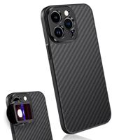MOJOGEAR 17 mm lensbehuizing voor i Phone 15 Pro Max — schroefdraad voor macrolens, telelens, anamorfotische lens of DOF-adapter — Stevige behuizing — Carbon — Zwart
