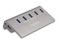 DeLOCK USB 10 Gbps Hub with 4 USB Type-A Ports + 1 Fast Charging Port incl. Power Supply