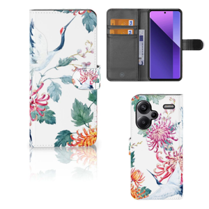 Xiaomi Redmi Note 13 Pro Plus Telefoonhoesje met Pasjes Bird Flowers