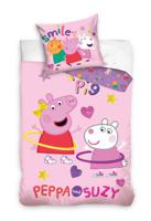 Peppa Pig ledikant dekbedovertrek Peppa & Suzy 100 x 135 cm - Katoen