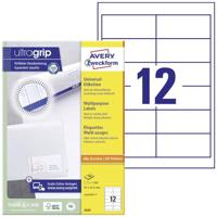 AVERY Zweckform 3659 Universele Etiketten, (1.200 Zelfklevende Etiketten, 97 x 42,3 mm op A4, Mat Papier, Bedrukbare Afzenderetiketten, Zelfklevende Adreslabels Met Ultragrip) 100 Vellen, Wit