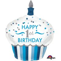 Folieballon groot Cupcake Birthday Boy 1 Jaar