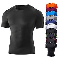 Arsuxeo Voor heren Compressieshirt Hardloopshirt Korte mouw T-shirt Herfst Ademend Sneldrogend Lichtgewicht Fitness Sportschooltraining Hardlopen Sportkleding Sportkleding Zwart Wit Donker Marineblauw Lightinthebox